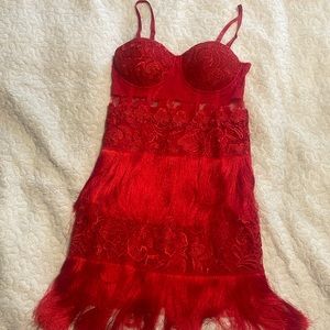 Red lace dress